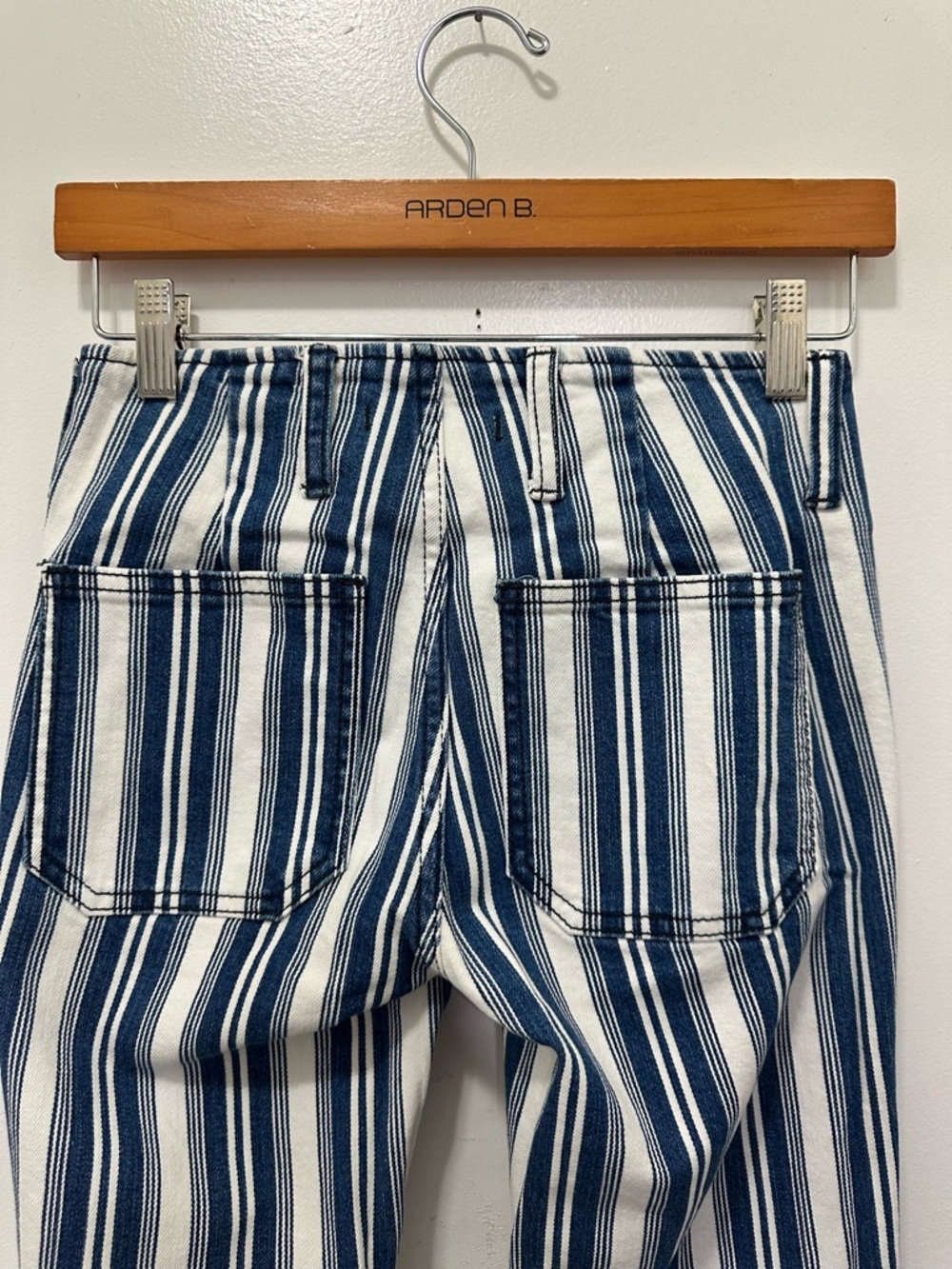 Free People Striped Blue and White Flare Pants Sz W24 - Picture 8 of 8